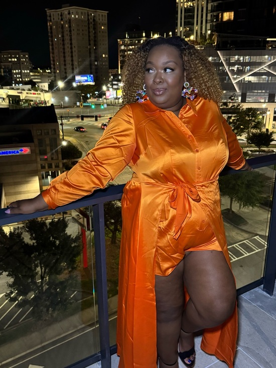 Fashion to Figure Dresses & Skirts - Vibrant Orange Satin Button-Front Maxi Dress
Patrick Starr